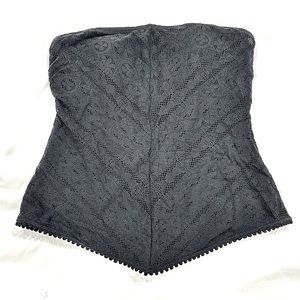 Coco Reef Underwire Push Up Tankini strapless bandeau lace chevron cut Black